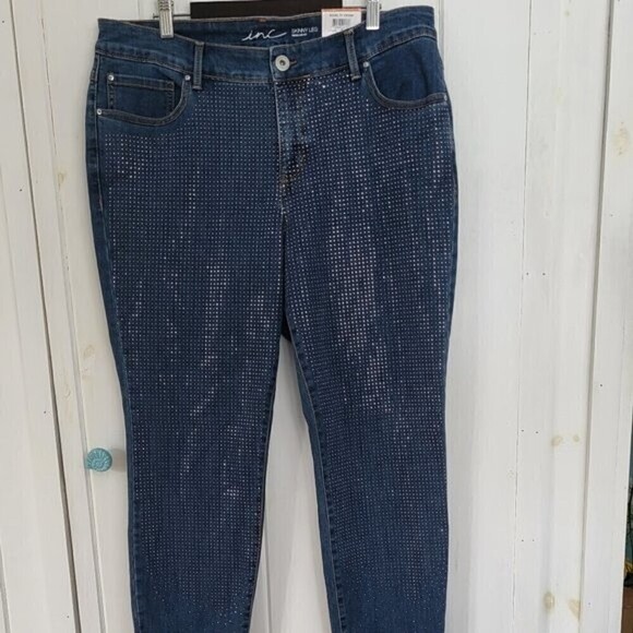 Inc Embellished Skinny Tapered Leg Ankle Jean 14W - Picture 2 of 14